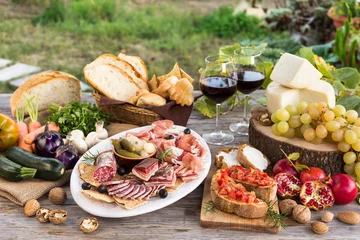 Fototapete Produktauswahl Tisch mit verschiedenen italienischen Speisen, italienische Speisen
