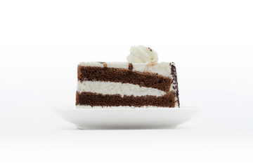 Cake with cream isolated on white background
