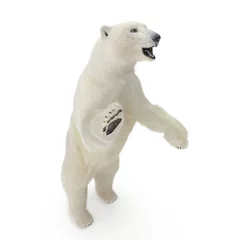 Foto op Canvas Grote mannelijke witte beer staande pose op een wit. 3D illustratie © 2dmolier