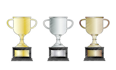 The three cup trophies scribbled