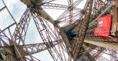 Powerful structure of Eiffel Tower, wide angle view