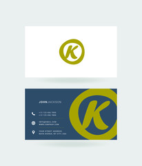 Letter K Logo with Business Card Template Vector.