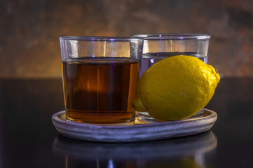 two different glasses of tequila,