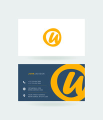 Letter U Logo with Business Card Template Vector.