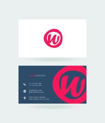 Letter W Logo with Business Card Template Vector.