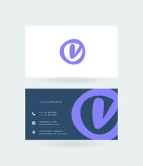 Letter V Logo with Business Card Template Vector.