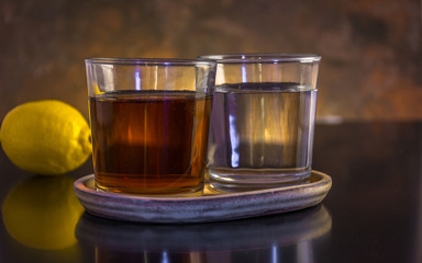 two different glasses of tequila,