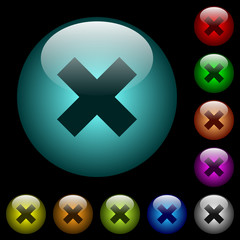 Cancel icons in color illuminated glass buttons