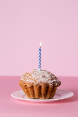 cupcake with a festive candle