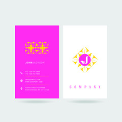 J Letter Logo, Floral logo icon with Business Card Template Vector