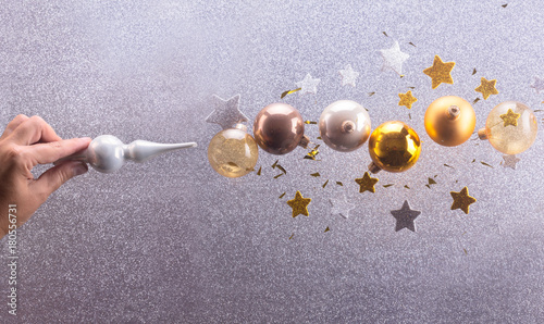 Christmas Spell Silver And Golden Christmas Bubbles And Stars