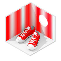 3d isometric rendering illustration of two sneakers