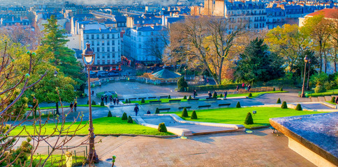 Aerial view of Paris from Montmartre - France