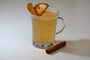 Ginger tea with dry apple slice and cinnamon
