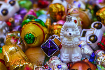 Christmas tree decorations for Christmas tree with toy white dog