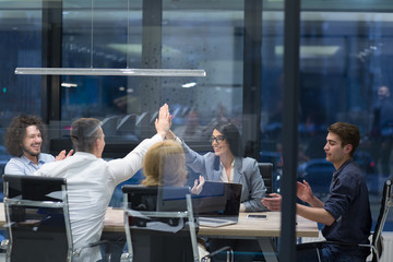 startup Group of young business people celebrating success