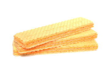 Cheese flavored wafer on white background
