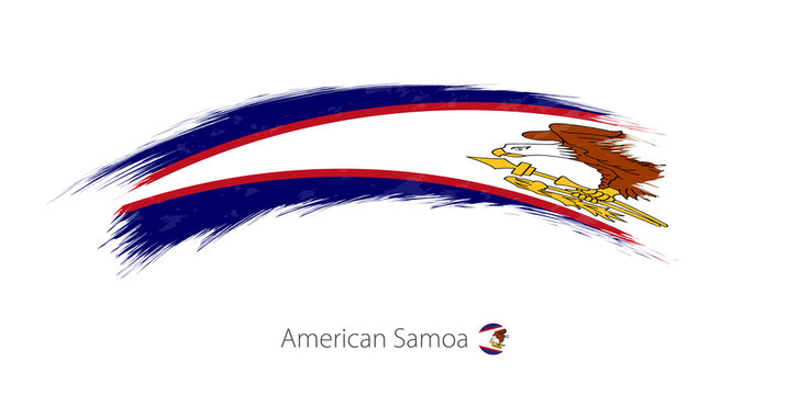 Flag of American Samoa in rounded grunge brush stroke.