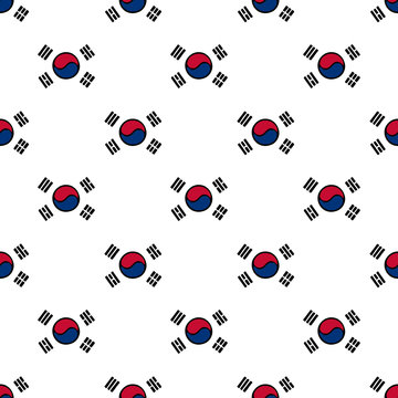Korean Flag Seamless Pattern Background, Vector illustration
