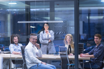 Startup Business Team At A Meeting at modern office building