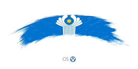 Flag of CIS in rounded grunge brush stroke.