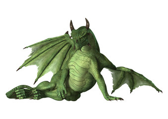 Fototapeta premium 3D Rendering Fantasy Dragon on White