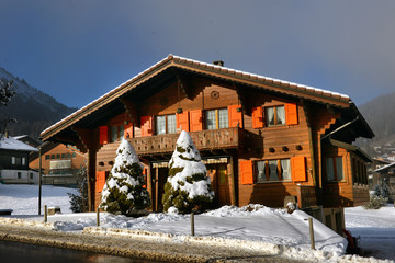Winter Alpine landscape in the countryside