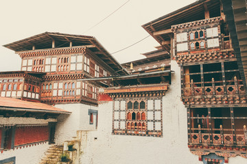 Inner view of Trongsa Dzong, one of the oldest Dzongs in Bumthang, Bhutan, Asia.