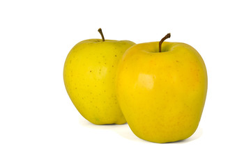a group of yellow apples isolate on a white background