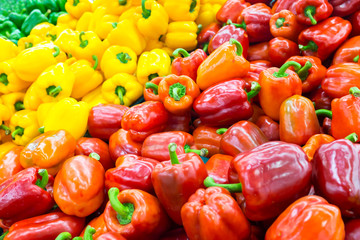 sweet bell peppers at thailand market natural background