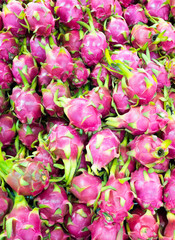 Dragon fruit on market stand natural background, Thailand