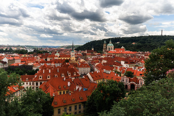 Top view on a cloudy Prague