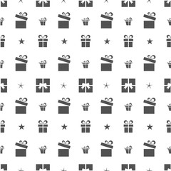 Christmas seamless pattern with gifts and stars on a white background