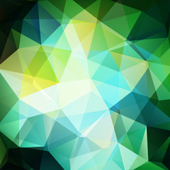 Geometric pattern, polygon triangles vector background in green, white, yellow tones. Illustration pattern