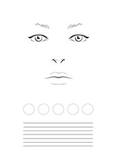 Face chart Makeup Artist Blank. Template.  