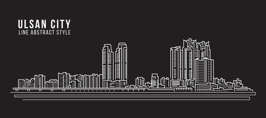 Obraz premium Cityscape Budynek Grafika liniowa Projekt ilustracji wektorowych - miasto Ulsan