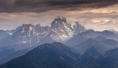 Obraz na płótnie Canvas Rocky Mountains in Georgia. Europe, Upper Svaneti, near mt. Ushba