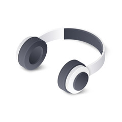 3d headphone isolated on white background. Isometric vector illustration