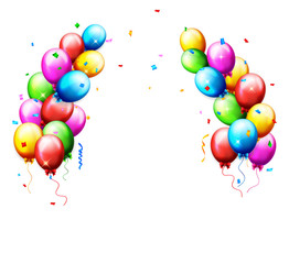 Vector illustration of Balloons and confetti for parties birthday