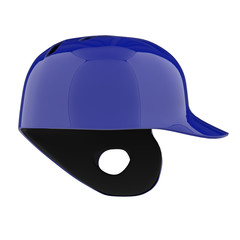 Baseball batting helmet with one ear protect. Side view. Sport equipment. 3D render illustration. Isolated on white background.