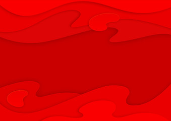 Abstract vector red modern design. Paper cut topography relief.  3d craft papercut wavy layers. Carving design. Material design art template.  Christmas, Happy New Year background. 