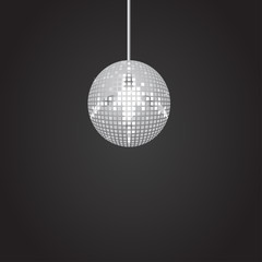 Black and white vector illustration: disco club mirror ball (glitter ball). File is easy to edit.