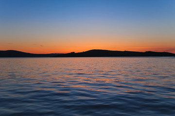 Colorful sunset at sea, beautiful nature landscape