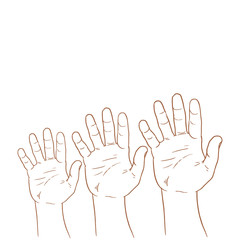 Hand collection - vector line illustration