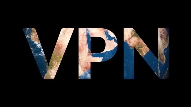 Text VPN revealing turning Earth globe
