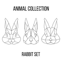 Set of geometric rabbit head isolated on white background vintage vector design element illustration © aliakseizykau