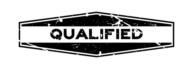 Fototapeta premium Grunge black qualified hexagon rubber seal stamp on white background