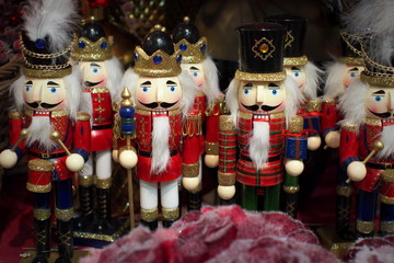 Chtistmas decoration, nutcracker. Cororful background