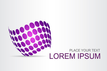 Logo stylized spherical surface with abstract shapes