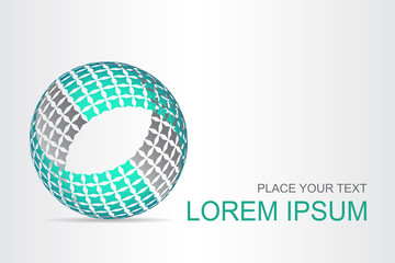Logo stylized spherical surface with abstract shapes